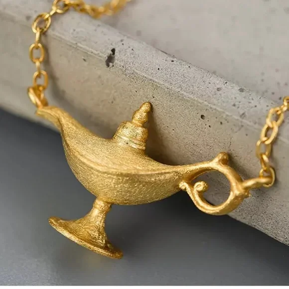Artisan Handmade Gold 925 Silver The Zorina Aladdin Lamp Necklace - Picture 3 of 7